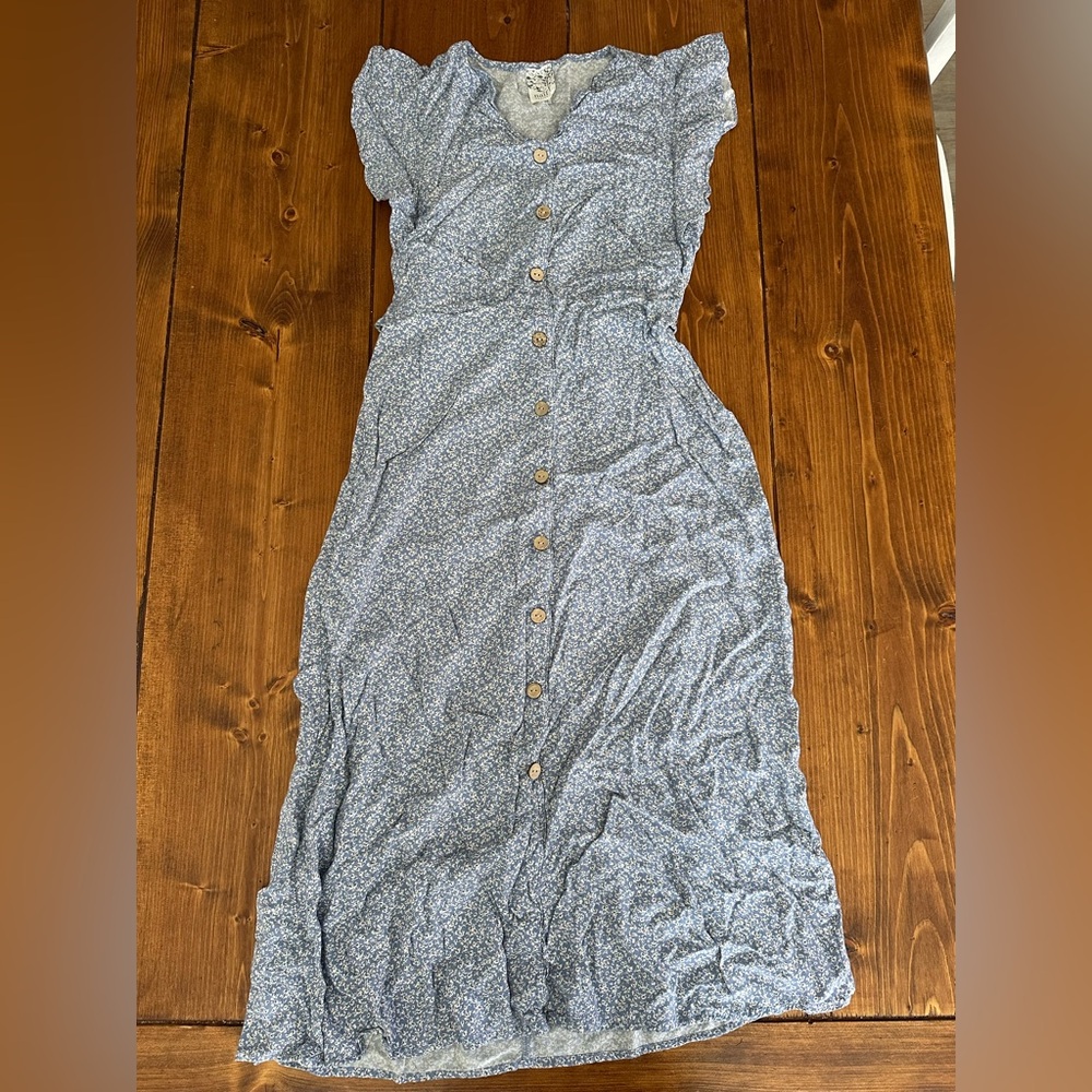 NAIF Blue Floral Midi Dress